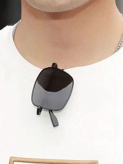 1pc Black Foldable And Fashionable Sunglasses, Uv Protection, Polarized Driving Sunglasses For Men