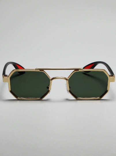 1 Pair Of Unisex Metal Geometric Frame Personalized Fashion Decorative Casual Sunglasses Shades Acce