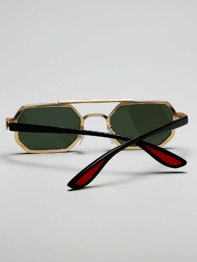 1 Pair Of Unisex Metal Geometric Frame Personalized Fashion Decorative Casual Sunglasses Shades Acce