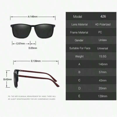 Sturdy And Lightweight Tr90 Frame Eyeglasses, Latest Fashion Retro Square Unisex Polarized Sunglasse