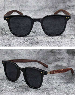 New Men Retro Wooden Frame Sunglasses Classic Brand Square Vintage Polarized Sunglasses Anti-UV Men