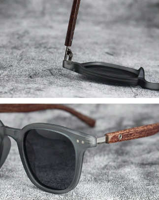 New Men Retro Wooden Frame Sunglasses Classic Brand Square Vintage Polarized Sunglasses Anti-UV Men