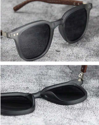 New Men Retro Wooden Frame Sunglasses Classic Brand Square Vintage Polarized Sunglasses Anti-UV Men