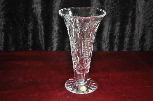 Webb Corbett Full Lead Etched Crystal Trumpet Vase.