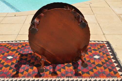 Imbuia Ball & Claw Drum Coffee Table With Built In Wine Rack & Glass Top  --  Collections Only!!