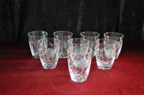 Rose Cut Crystal 8 x Lemonade Glasses  --  Damage Free !