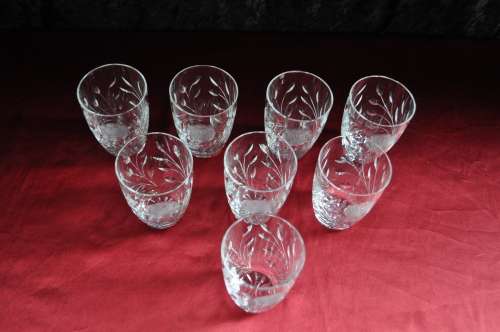 Rose Cut Crystal 8 x Lemonade Glasses  --  Damage Free !