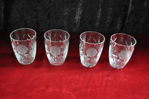 Rose Cut Crystal 8 x Lemonade Glasses  --  Damage Free !