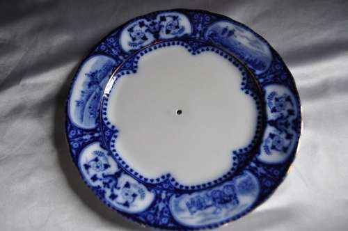 Sampson Hancock & Sons Leicester Flow Blue Circa 1910 Two Tier Cake Stand.