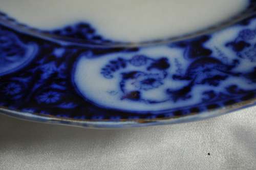 Sampson Hancock & Sons Leicester Flow Blue Circa 1910 Two Tier Cake Stand.