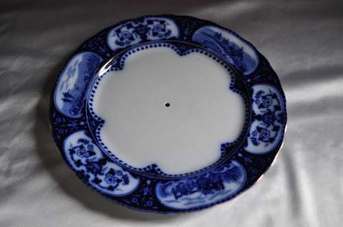 Sampson Hancock & Sons Leicester Flow Blue Circa 1910 Two Tier Cake Stand.