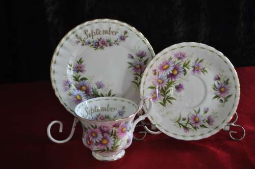 Royal Albert Flower Of The Month September "Michaelmas Daisy" Trio