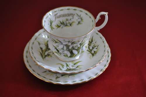 Royal Albert Flower Of The Month January "Snowdrops" Trio