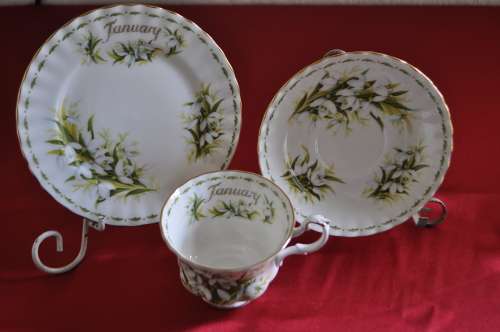 Royal Albert Flower Of The Month January "Snowdrops" Trio