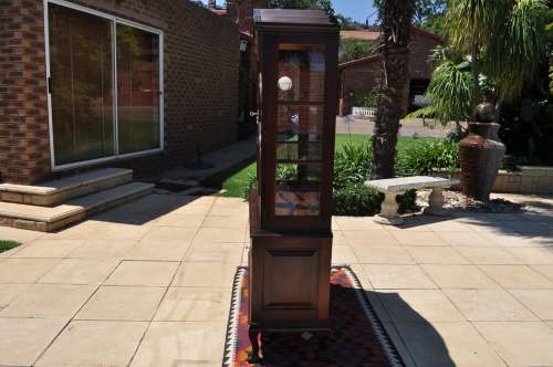 Imbuia Ball & Claw Gable Top, Beveled Glass Display Cabinet - Collections Only!!!!