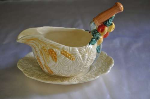 Clarice Cliff Celtic Harvest Gravy Boat & Saucer.