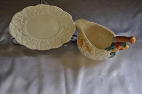 Clarice Cliff Celtic Harvest Gravy Boat & Saucer.