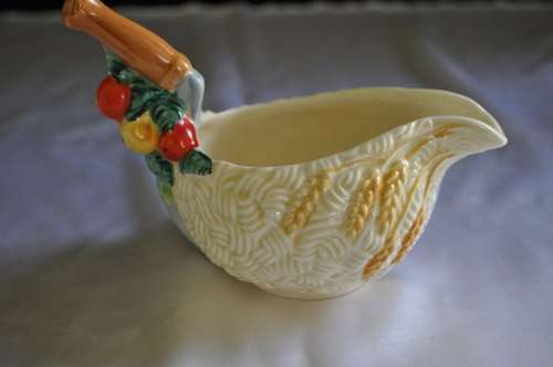Clarice Cliff Celtic Harvest Gravy Boat & Saucer.