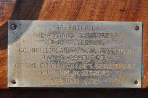 Walnut Carved Hat Stand Presented to The Mayor & Mayoress Of JHB. - J.D.R Opperman 1979 - 1980