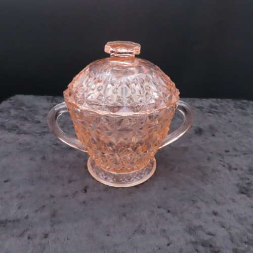Pink Depression Glass Lidded Bowl