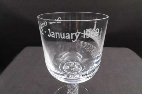 Stuart Crystal Goblet Limited Edition - Cunard - Queen Elizaberth 2nd - January 1969 - No 436
