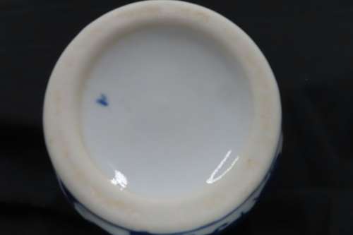 Blue & White Butterfly Pattern Pot Plant Holder with Saucer.