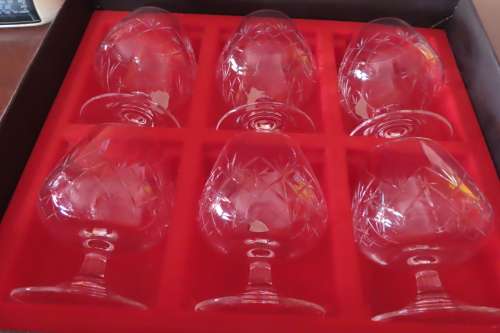 Somerset Crystal 24% Lead Boxed Brandy Balloon Glasses.