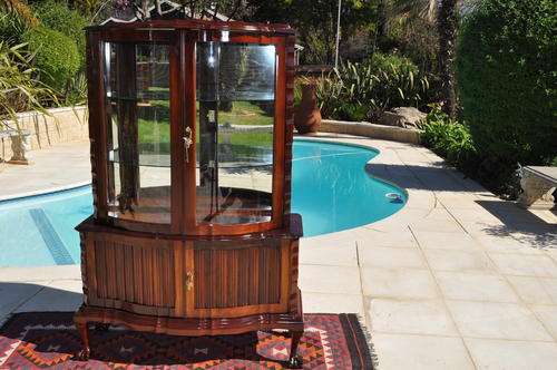 Imbuia Ball and Claw Display Cabinet.