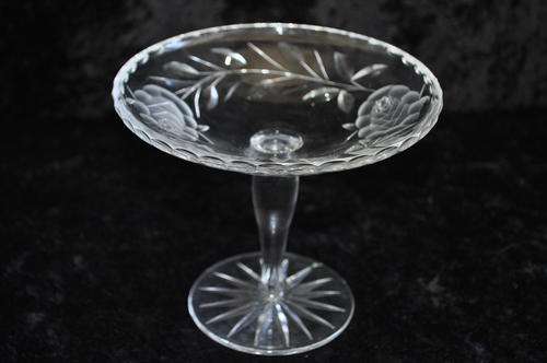 Rose Cut Crystal Tazza - Damage Free !!!!