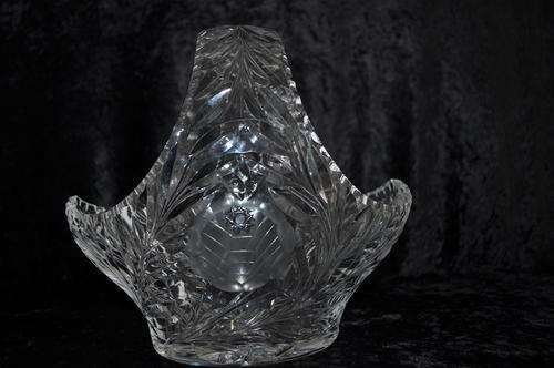 Large Rose Cut Crystal Fruit Basket.