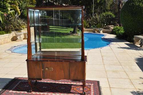 Imbuia Art Deco Ball & Claw Display Cabinet --  Collections Only
