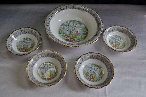 Royal Albert "Silver Birch" Dessert Set