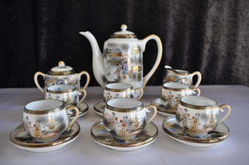 Japanese Coffee Set "Common Giesha" - Lithophanes Inside The Cups.