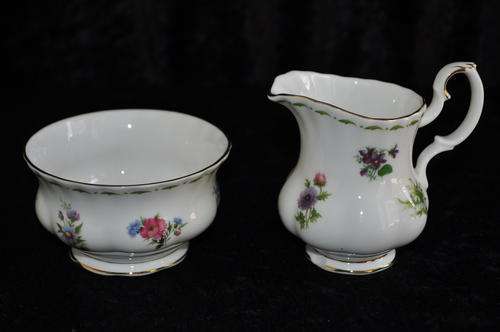 Royal Albert Flower Of The Month Series - Milk Jug & Sugar Bowl