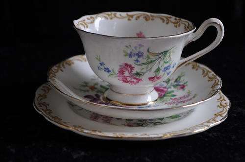 Royal Albert "Nosegay" Trio  --  Reg No 839142  --  Damage to the saucer!!