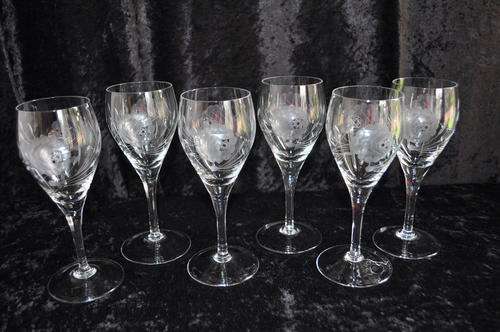 Rose Cut Fine Crystal White Wine Glasses