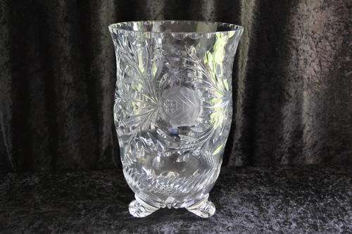 Rose Cut Crystal Large Vase On Snails Feet
