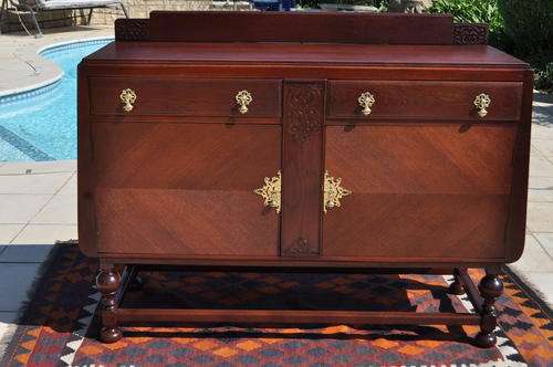 Burmese Teak Sideboard On Bun Feet  ----   Collections Only!!!