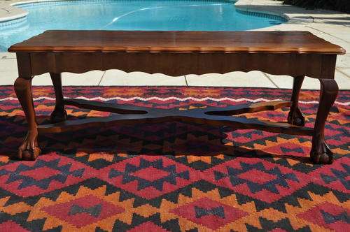 Imbuia Ball & Claw Coffee Table With Cross Struts  ---   Collections Only!!!!