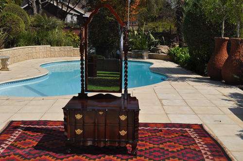 Stinkwood Ball & Claw Barley Twist Cheval Mirror Vanity Dresser   ---   Collections Only!!!