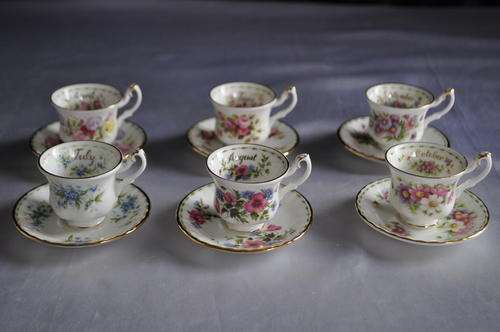 Royal Albert Flower Of The Month Miniatures x 5 Duo's