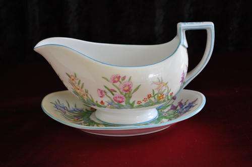 Wedgwood "Prairie Flowers" Gravy Boat & Saucer.