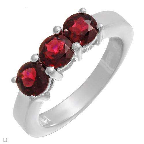 Charming Brand New Three-stone Ring With 1.80ctw Genuine Garnets Well Made in 925 Sterling silver- S