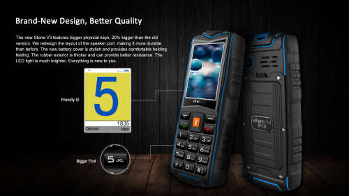 VKWORLD Stone V3 New Version 2.4" IP68 Waterproof / Dropproof / Dustproof Rugged Phone - Yellow