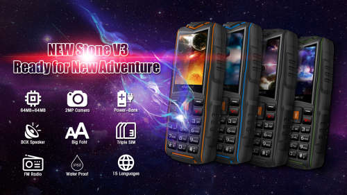VKWORLD Stone V3 New Version 2.4" IP68 Waterproof / Dropproof / Dustproof Rugged Phone - Yellow