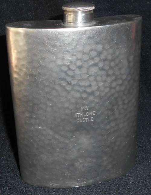 Vintage Athlone Castle English Pewter Hip Flask