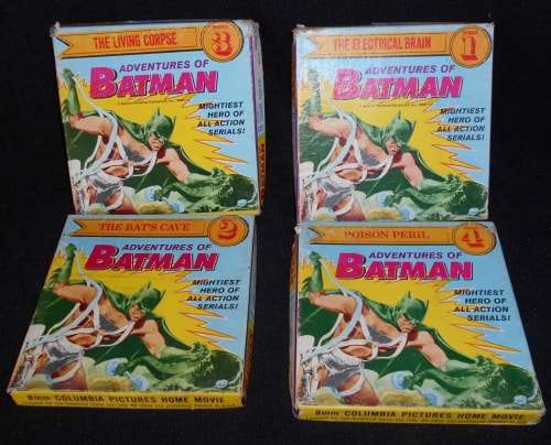 Vintage 1965 Adventures of Batman Set of 4 Black & White Silent 8mm Projector Film