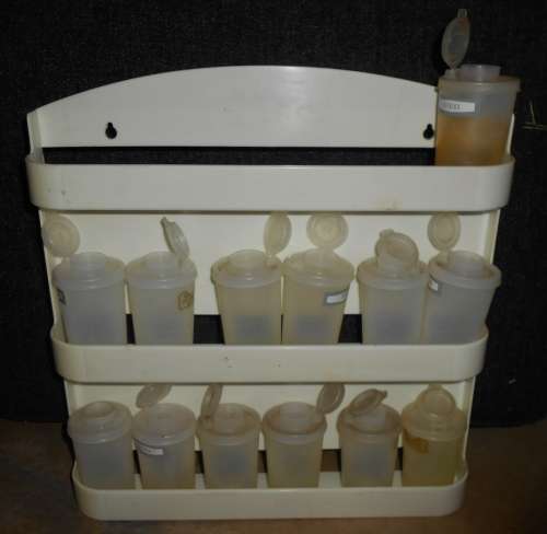 Plastic Spice Rack with Spice Bottles