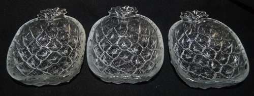 Set of 3 Molded Glass Pineapple Shaped Dessert Bowls