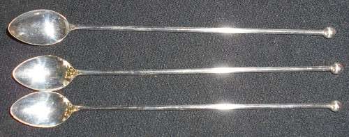 Vintage German Silver Plate Long Swizzle or Dessert Spoons